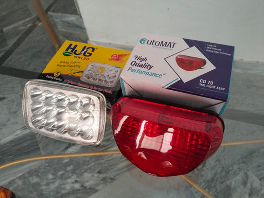 Combo Deal-2 (Multifunctional Led Headlight Beam with Back-light CD70/ China Bike)